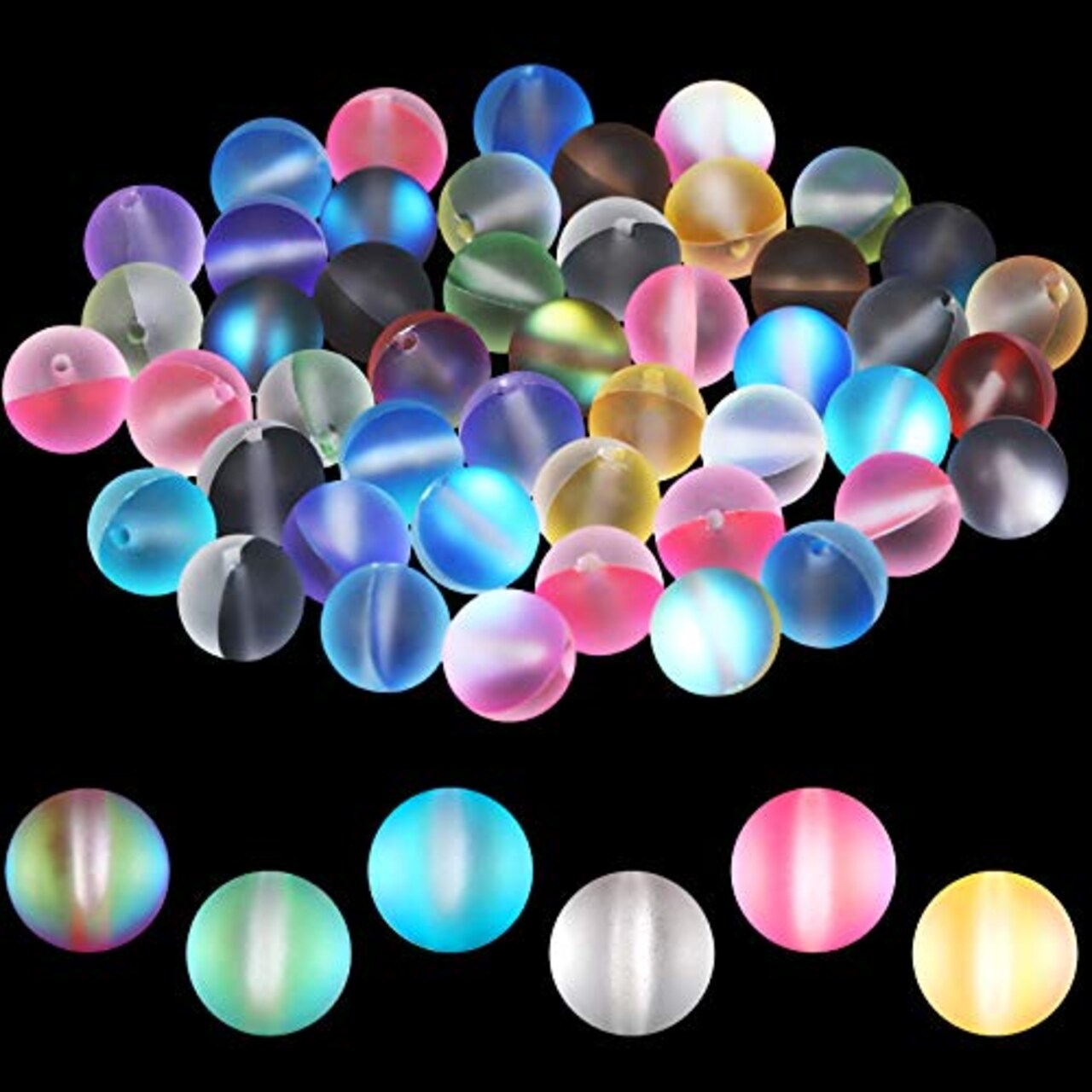 140 Pcs 8 mm Mermaid Glass Beads Bulk Matte Crystal Glass Beads Glass  Frosted Moonstone Beads for Jewelry Making Crafts DIY, Multicolor (Bright  Color)